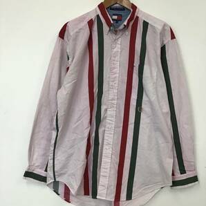 《 H 697》TOMMY HILFIGER トミーヒルフィガー 長袖シャツ ストライプ Lサイズ トップス 1円スタート アメリカ古着 古着卸の画像1