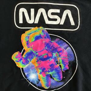 《 H 535》NASA ナサ パーカー プルオーバー バックプリント 宇宙 宇宙飛行士 Mサイズ 黒 トップス 1円スタート アメリカ古着 古着卸