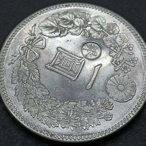 骨董品 １円スタート  極美品 日本硬貨 一圓 大日本明治十六年 左丸銀 旭日 比重：10.119 銀幣保証の画像3