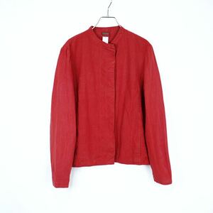 【KENZO Paris】ケンゾー　スタンドカラー リネンジャケット　赤　フランス製　ビンテージ　デザイナーズ　古着屋