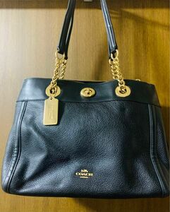 COACH コーチ ハンドバッグ トートバッグ ゴールド金具 ブラック　レザー　革