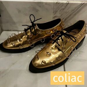 【美品】coliac コリアック リングシューズ サイズ7 ゴールドの輝き