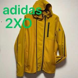 希少 adidas アディダス パーカー フーディー フルジップ イエロー メンズ 大きいサイズ 2XO 4L