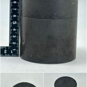 點銅 茶入 茶筒 茶壷 高さ約10.5cm 直径約8.5cm 重さ約734gの画像8