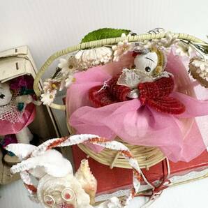 昭和レトロなモール人形色々・ポーズ人形・箱付きあり・ウサギさん・女の子・スキー・花籠・ジャンク品の画像4
