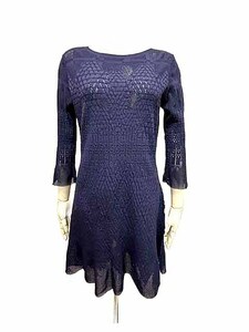 [ used ]GIANNI LO GIUDICE Gianni ro Judy che tops lady's navy mesh length . height size 40