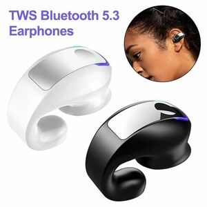 新品未使用品 高音質 負担軽減 耳掛けフックタイプ ☆ワイヤレスBluetooth5.3イヤホン☆片耳ホワイト スポーツ ビジネス