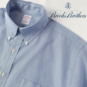 ブルックスブラザーズ BROOKS BROTHERS ボタンダウン ストライプ 長袖シャツ 16 1/2-4/5 (日本XL) ネイビー ブルー ホワイト シャツ 