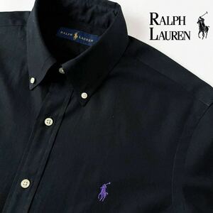 (極美品) ラルフローレン RALPH LAUREN ボタンダウン 長袖シャツ S 170/92A (日本M) ブラック 黒 シャツ 