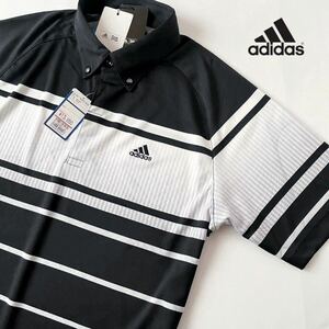 (新品) アディダス adidas 吸汗速乾 ボタンダウン ポロシャツ L ホワイト ブラック グレー ソアリオン 半袖 シャツ ゴルフウェア