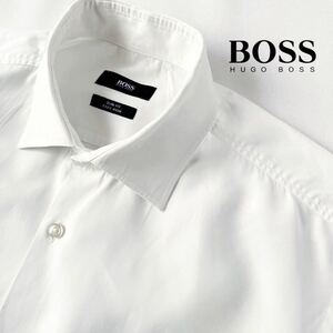 ヒューゴ ボス HUGO BOSS イージーアイロン 長袖 シャツ 39 15 1/2 (日本M) ホワイト 白 EASY IRONドレスシャツ 