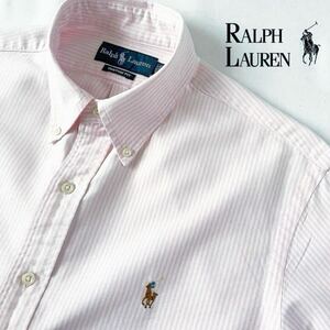 ラルフローレン RALPH LAUREN ボタンダウン オックスフォード ストライプ 長袖シャツ M (日本L) ピンク ホワイト シャツ 