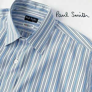 ポールスミス コレクションPaul Smith COLLECTION ストライプ長袖シャツ M (日本L) ブルー ホワイト ブラック マルチストライプ シャツ 