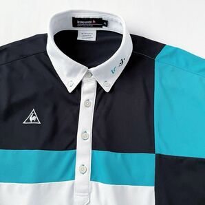 美品 ルコック ゴルフ lecoq sportif GOLF ボタンダウン 吸汗速乾 ポロシャツ 2L (日本XXL) ホワイト ブルー ブラック シャツ 大きいサイズの画像10