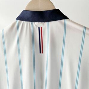 美品 ルコック スポルティフ テニス lecoq sportif TENNIS 吸汗速乾 ポロシャツ O (XL) ホワイト ブルー 半袖 シャツ メンズ テニスウェアの画像4