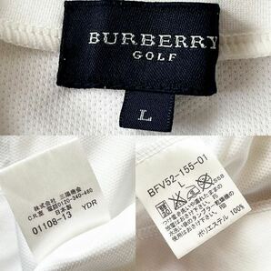 バーバリー ゴルフ BUBERRY GOLF 吸汗速乾 モックネック 半袖 シャツ L ホワイト ブラック ゴルフウェア シャツの画像9