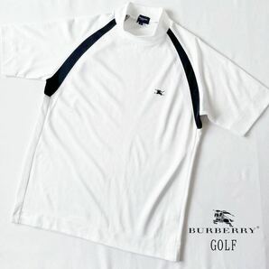 バーバリー ゴルフ BUBERRY GOLF 吸汗速乾 モックネック 半袖 シャツ L ホワイト ブラック ゴルフウェア シャツの画像2