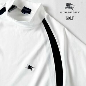 バーバリー ゴルフ BUBERRY GOLF 吸汗速乾 モックネック 半袖 シャツ L ホワイト ブラック ゴルフウェア シャツ