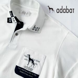 アダバット adabat 吸汗速乾 長袖 ポロシャツ IV (XL) ホワイト ブラック 刺繍 シャツ の画像1