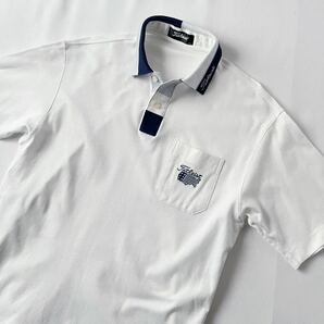 (美品) タイトリスト Titleist 半袖 ポロシャツ L ホワイト ネイビー グレー ゴルフ シャツ の画像10