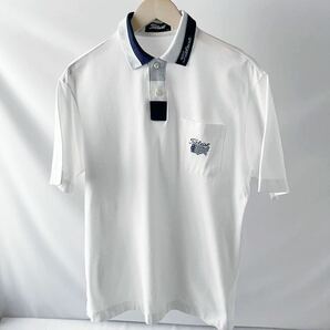 (美品) タイトリスト Titleist 半袖 ポロシャツ L ホワイト ネイビー グレー ゴルフ シャツ の画像5