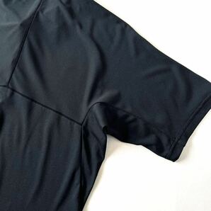 (美品) ミズノ MIZUNO 吸汗速乾 ストレッチ ボタンダウン 半袖 シャツ L ブラック シルバー サラサラ クイックドライ プラス ポロシャツの画像7