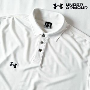 アンダーアーマー UNDER ARMOUR 吸汗速乾 ストレッチ ポロシャツ US SM (日本L) ホワイト ブラック 半袖 シャツ 