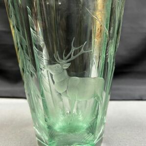 本物保証 モーゼル MOSER 花瓶 フラワーベース クリスタルガラス クリスタル 鹿デザイン 花器 六角鹿文花瓶 モーゼル刻印 花入れ の画像2