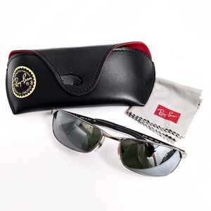 【18749】Ray-Ban レイバン サングラス RB3190 58□18 メタル フレーム シルバーカラー 黒系 メガネ 眼鏡 アイウェア ブランド 人気 度なし