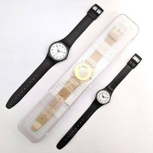 【18631】★3点セット★ Swatch スウォッチ SKIN スキン 時計 クオーツ QZ ゴールド ベージュ ブラック 黒 ラバー 美品 ほぼ未使用品有りの画像2