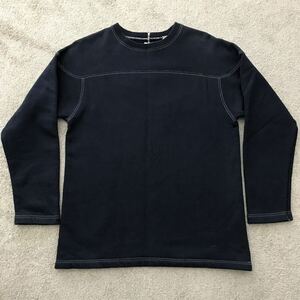 日本製 Barns バーンズ 吊り編み スウェット生地 フットボールシャツ 丸胴 SWEAT カットソー ネイビー 紺 MADE IN JAPAN