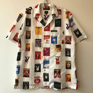 PLAYBOY × SCREP プレイボーイ COVER ALOHA SHIRT カバー アロハ シャツ 半袖 MEDIUM コラボ 別注 プレイメイト 表紙