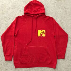 80's USA製 MTV プリント SOFFE ATHLETIC ソフィー ビンテージ スウェット パーカー MEDIUM レッド ラグラン SWEAT PARKA 80年代