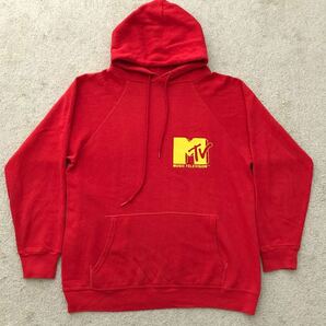 80's USA製 MTV プリント SOFFE ATHLETIC ソフィー ビンテージ スウェット パーカー MEDIUM レッド ラグラン SWEAT PARKA 80年代の画像1