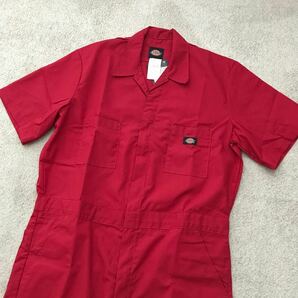 新品/未着用 Dickies ディッキーズ 33999 RD サイズ LARGE レッド 半袖 ツナギ オールインワン S/S COVERALL ワークウェア 作業着 春夏の画像2