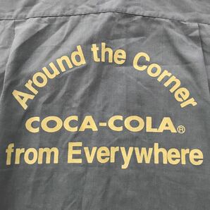 90s 00s COCA-COLA コカ・コーラ 半袖 シャツ ボックス型 開襟シャツ フロッキープリント AROUND THE CORNER 企業物 オープンカラー LARGEの画像7