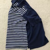 90's POLO RALPH LAUREN ポロ・ラルフローレン 切替 スキッパー 半袖 ポロシャツ ボーダー×無地 紺/白 MEDIUM 90年代 オールド ビンテージ_画像10