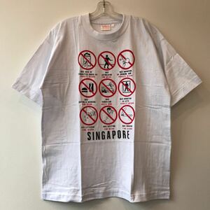 90s デッドストック SHABBR SINGAPORE シンガポール スーベニア 禁止 Tシャツ 46 (XL) ビンテージ 土産T 禁止事項 罰金 90年代 80s VINTAGE