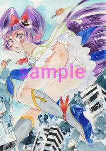 手描きイラスト　キュアマジカル　＋ラフ画　コピー　　十六夜リコ　魔法つかいプリキュア！