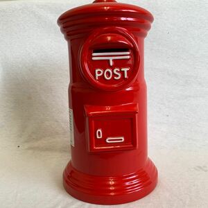 郵便ポスト 貯金箱 インテリア 陶器 赤 高さ約29cm 現状品