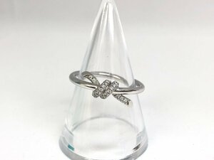  free shipping HP present goods ultimate beautiful goods TIFFANY&Co. Tiffany knot large ta ring double low 750WG white gold diamond 0.05ct 11 number 3.5g