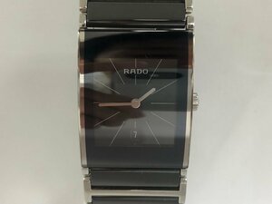 送料無料 電池交換済み RADO ラドー 腕時計 ダイヤスター 160.0785.3 クォーツ ブラック文字盤 シルバー スクエア 腕回り最大:17.5cm