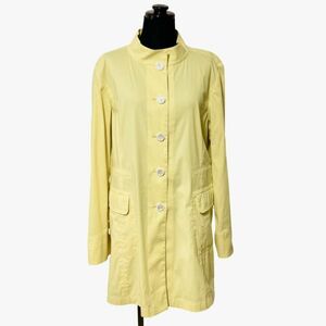  postage 230 jpy ~# Leilian |Leilian # cotton nylon series material stand-up collar thin spring coat made in Japan lady's size 11