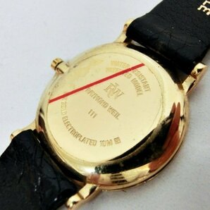 キングラムfhi☆RAYMOND WEIL レイモンドウィル 111 ゴールド 18K GOLD ELECTROPLATED 石付 QZ クオーツ デイト 黒文字盤 腕時計の画像2