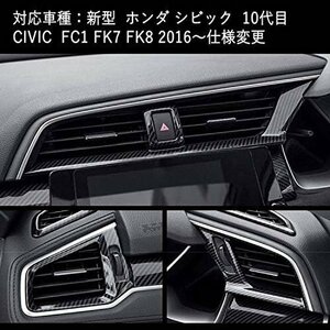 ホンダ シビック CIVIC 10代目 FK7 FK8 FC1 2016～仕様変更 インテリアパネル 吹き出し口パネル 傷防止 高品質ABS製 カーボン調 3P