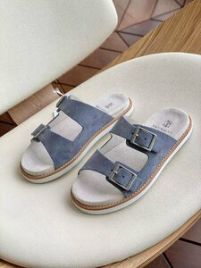 Brunello Cucinelli　ブルネロクチネリ イタリア　メンズ　スリッパ　スエード ライトブルー　39-44サイズ選択可能