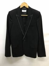 20240413【SAINT LAURENT】サンローラン テーラードジャケット ジャケット ブラック ウール ラインストーン 38 UP73201620 Y239w_画像1