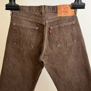 希少《 Good Condition/ 先染め / W31 L34 》2000s 美品【 Levi's 501 ビンテージ 茶 ブラウン デニム アメリカ製 USA製 】