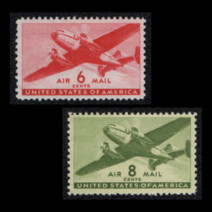 ■アメリカ切手　1941年　飛行機 / 双発輸送機　2種
