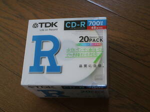 管理番号927 新品未開封 TDK CD-R 700MB 20枚パック CD-R80PWX20A 5mmケース入り